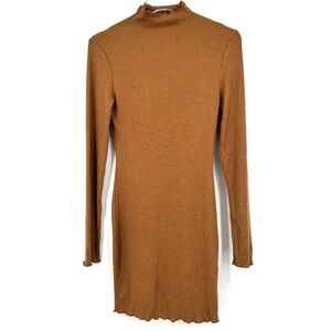 Revamped Camel Ribbed Knit Dress Size Large NWT